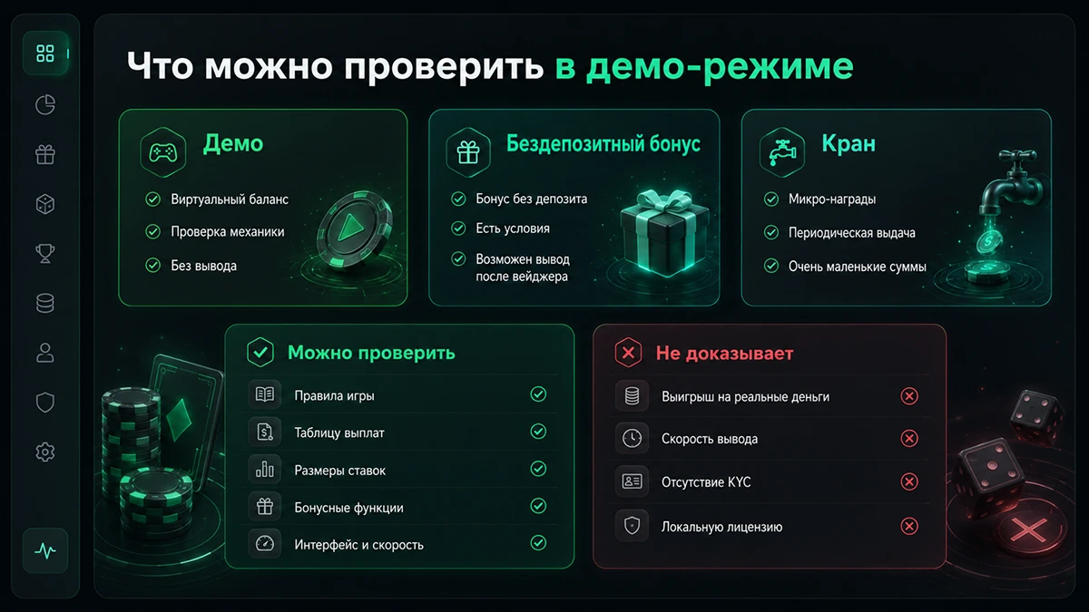 Разница между демо, бездепозитным бонусом и краном