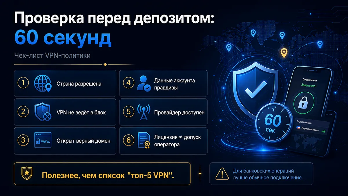 Чек-лист проверки VPN-политики перед депозитом